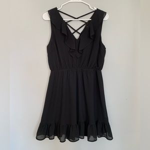 Monteau Ruffled Black Dress